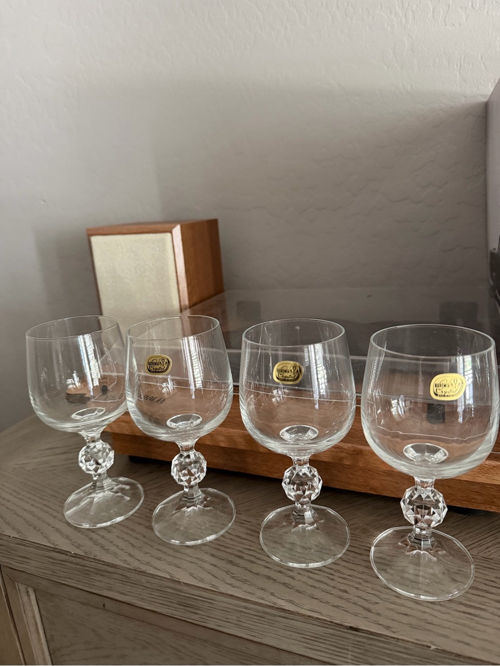 Cut Crystal Stem Wine Glasses - Clear (Set of 4)